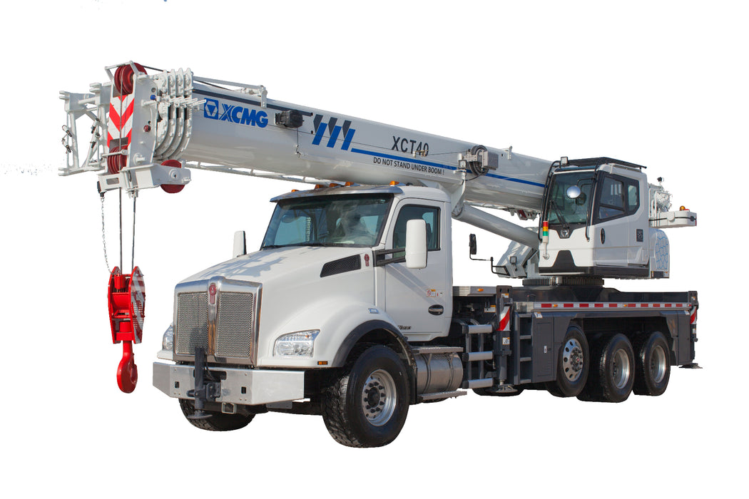 White XCMG XCT40 truck with crane